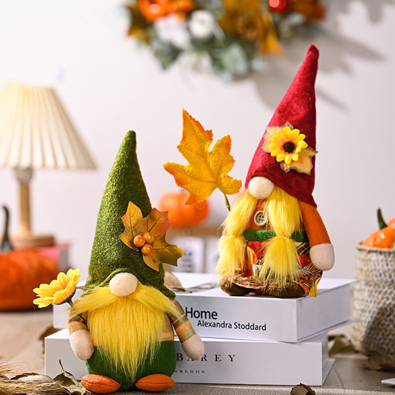 2Pack Thanksgiving Gnomes Plush Fall Gnomes Decor Farmhouse Autumn Harvest Gnomes Handmade Swedish Tomte Dwarf Figurines For Thanksgiving Home Table